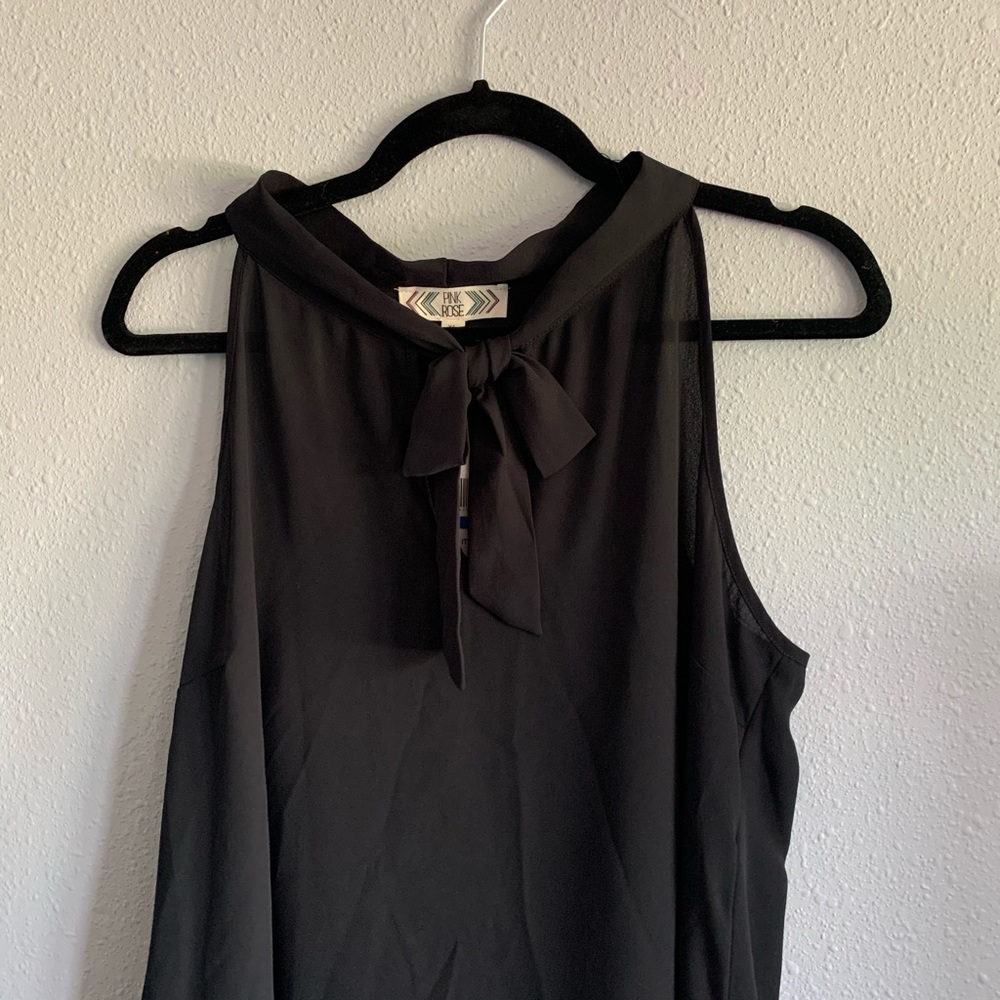 Black Tie Front Blouse